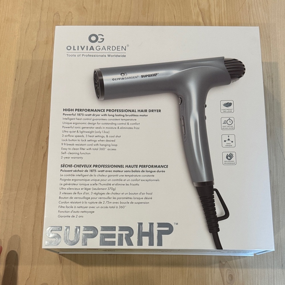 Brand new in box never used OLIVIA GARDEN SUPER HP Hair Dryer